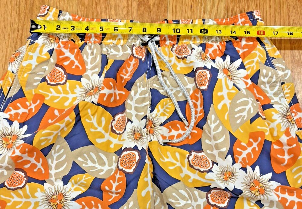 NWT VILEBREQUIN Swim Trunks Men's XXL-2XL Moorea Shorts Blue Orange Drawstring - Picture 3 of 16